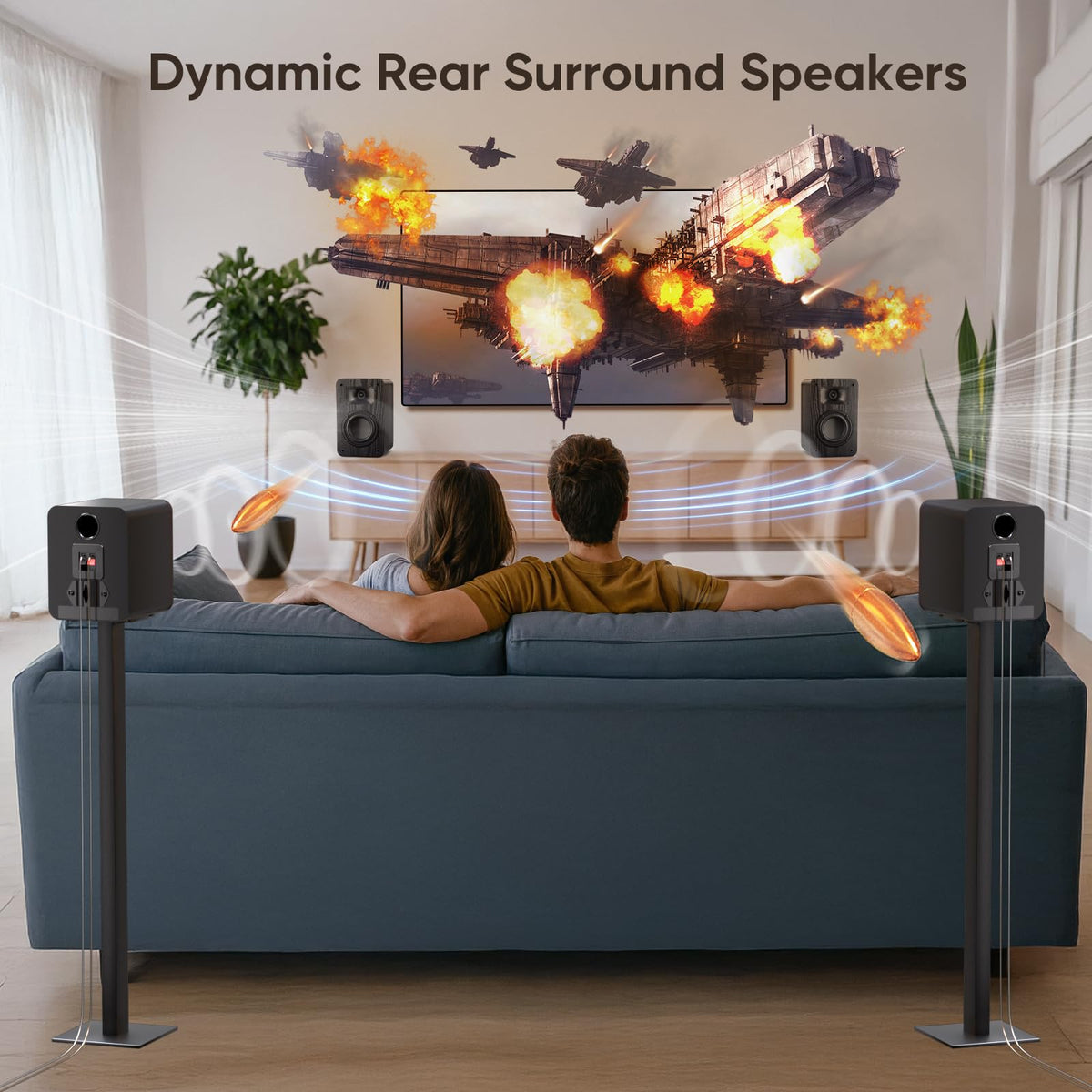 Hand holding Saiyin speaker to show compact scale and easy placement benefit for small rooms