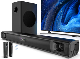 Saiyin soundbar detachable design with two towers for wider stereo.