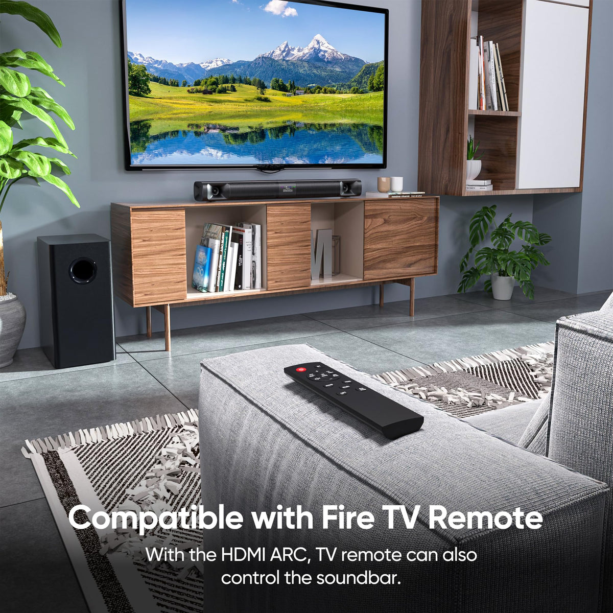 Saiyin soundbar fire-tv-remote-compatible for convenient TV control.