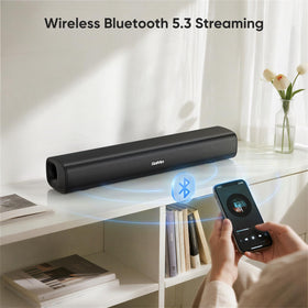 Saiyin soundbar wall-mounted under TV delivering cleaner audio and tidy setup