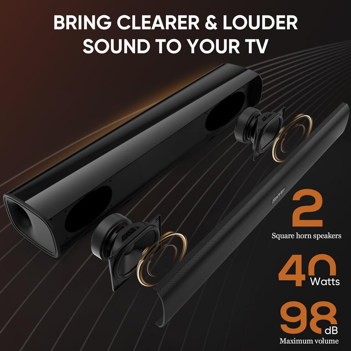 Saiyin soundbar next to remote for scale illustrating compact 17-inch convenience