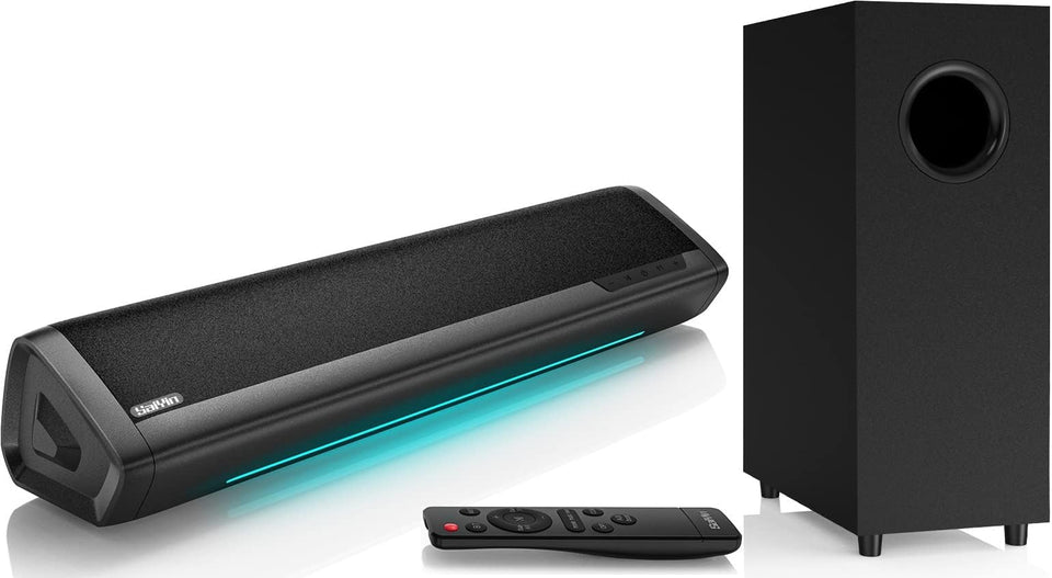 Saiyin soundbar with subwoofer delivers deep bass for immersive music and movies.