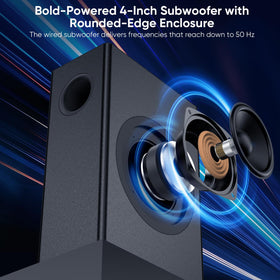Saiyin 4-inch rounded-edge subwoofer delivering deep bass for immersive listening