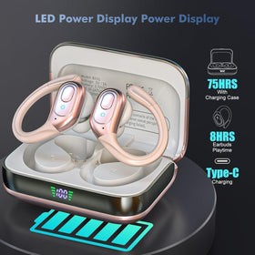 Sajawass Rose Gold Earbuds close-up shows waterproof coating for sweatproof sessions.