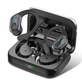 Sajawass wireless earbuds with LED display showing battery level for easy charging