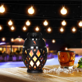 Sakar Margaritaville compact speaker held in hand showing portability and travel convenience benefit