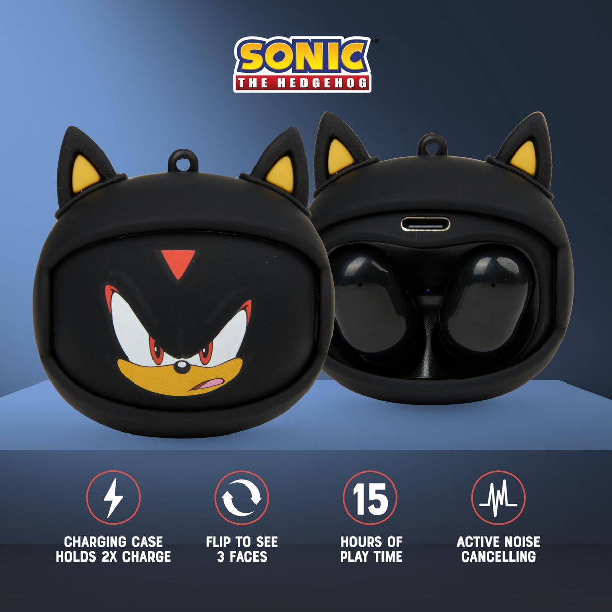 Sakar Sonic earbuds outside case ready for music, calls, or gaming.