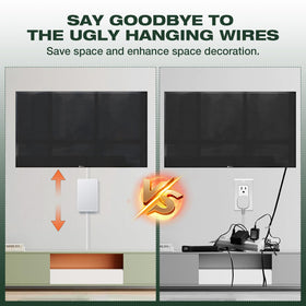 Saker behind TV installation illustrating flush fit and reduced gap benefit