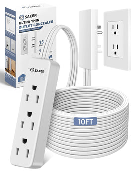 Saker flat plug front view showing slim profile and space saving benefit