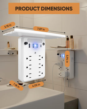Saker in-use bedroom lifestyle showing tidy nightstand and powered devices