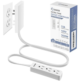 Saker Outlet Concealer with a 5ft flat-plug design hides cords for a sleek space.