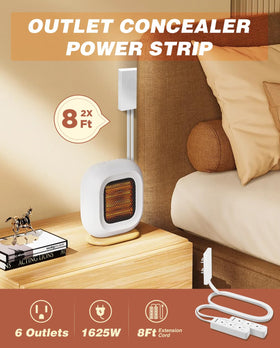Saker outlet cover installed behind sofa illustrating hidden plug safety and neatness