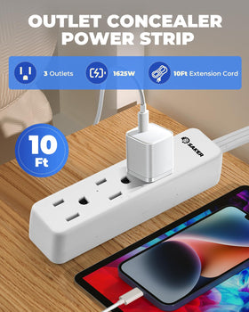 Saker three grounded outlets closeup enabling multiple device charging