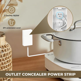 SakerPlus 3-socket power strip in a compact hidden cover setup.