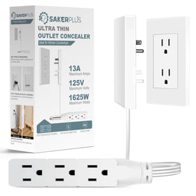 SakerPlus outlet concealer 5ft extension shows slim flat design for clutter-free rooms.