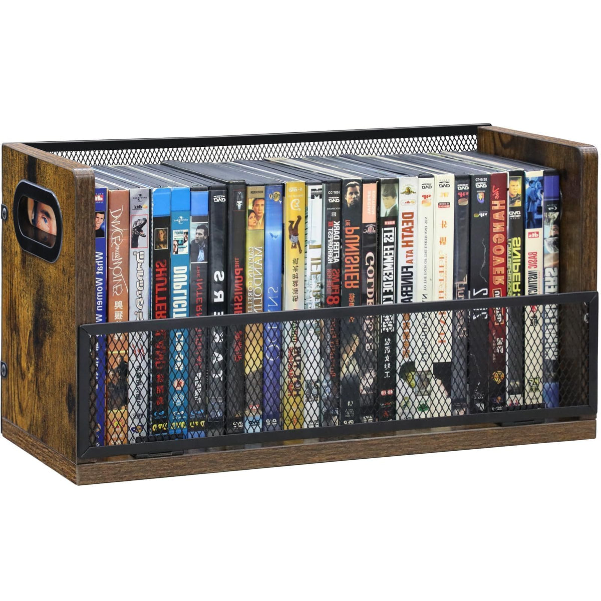 Salajory DVD/Blu-ray storage rack front view showing compact, accessible media organization.