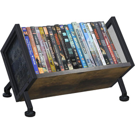 Salajory DVD storage rack on a desk showing organized discs for quick access