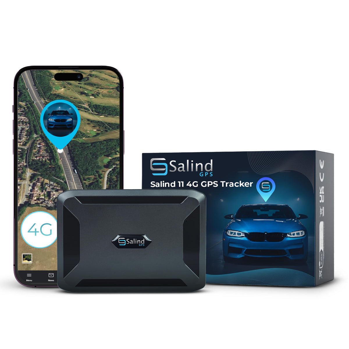 Salind 11 GPS Tracker with magnetic mount for fast, secure attachment to metal surfaces.