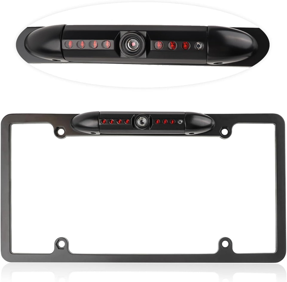 Salior license plate camera front view for easy installation on US plates.