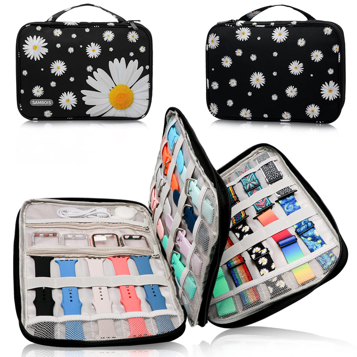 Sambois daisy front view showing floral case and protective design