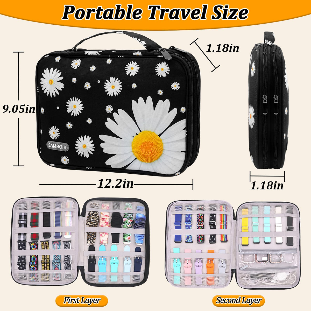 Sambois daisy side handle visible for easy carrying and hanging