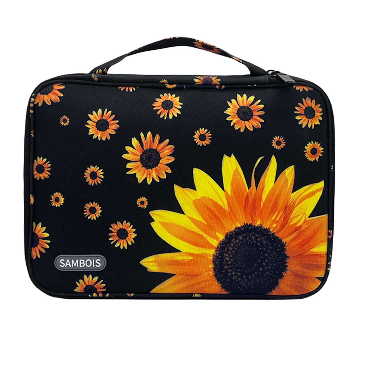 Sambois Sunflower Watch Band Organizer Case, top view showing two spacious compartments.