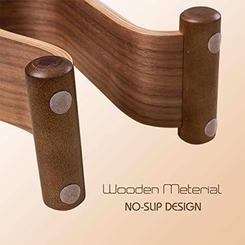 SAMDI walnut stand next to mouse showing compact footprint and space saving