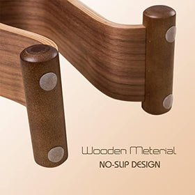 SAMDI walnut stand next to mouse showing compact footprint and space saving
