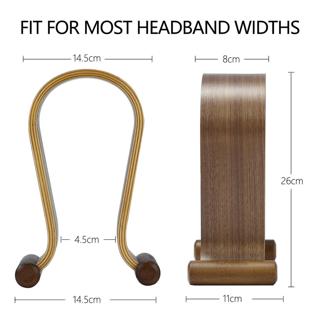 SAMDI walnut stand holding gaming headphones on desk for organized setup