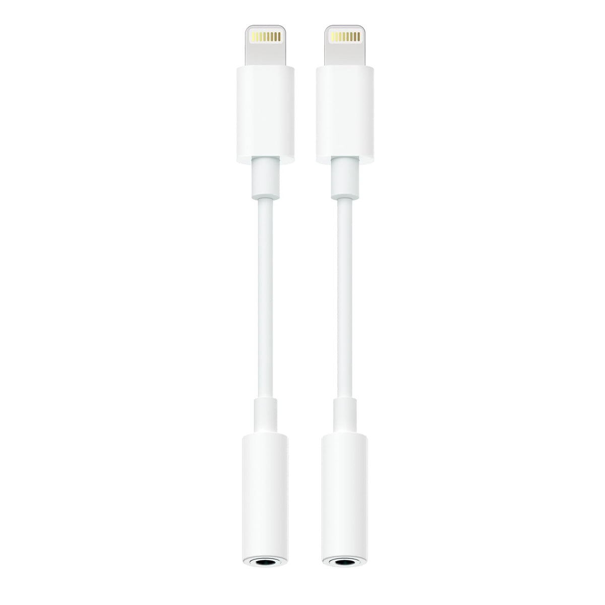 SAMPOP lightning to 3-5mm dongle two-pack front view for portable high-fidelity listening.