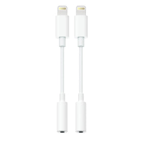 SAMPOP lightning to 3-5mm dongle two-pack front view for portable high-fidelity listening.
