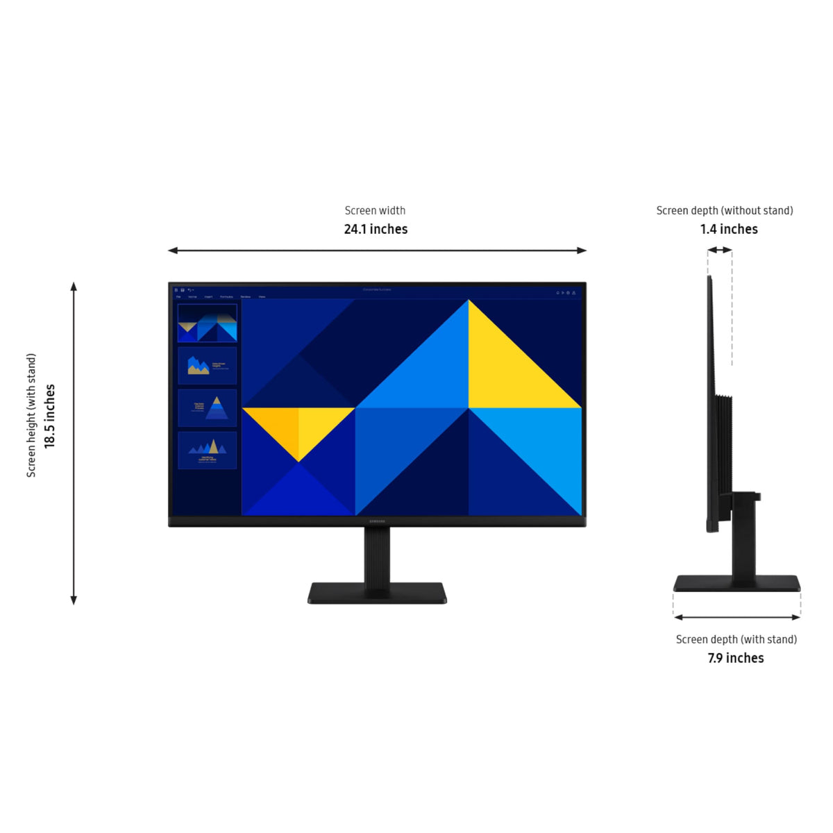 Samsung monitor offers multiple ports for easy device connections.