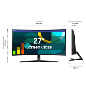Samsung Essential S3 curved monitor connectivity ports for quick setup.