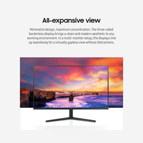 Samsung 32-inch eye-care technology reduces strain during long work sessions.