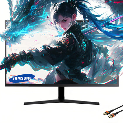 Samsung 32-Inch 4K UHD monitor front view shows clear detail for multitasking.