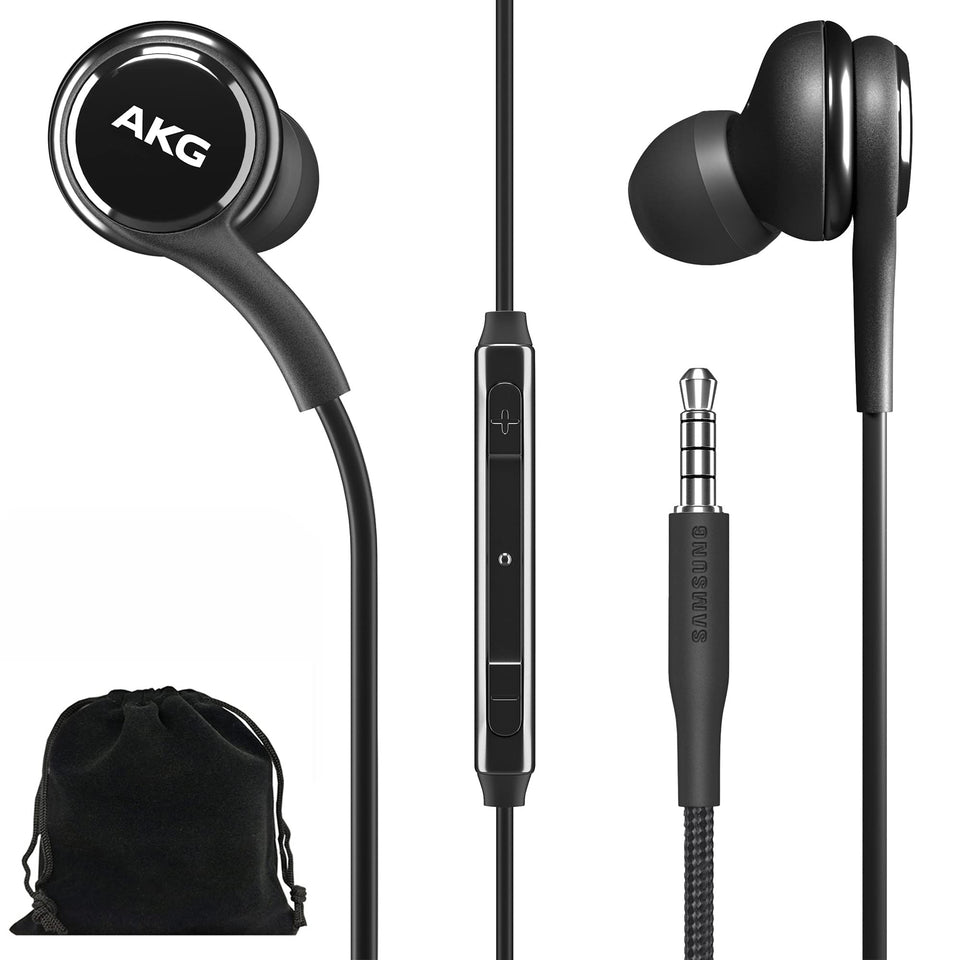 Samsung AKG front packaging showing earbuds and pouch for reliable transport