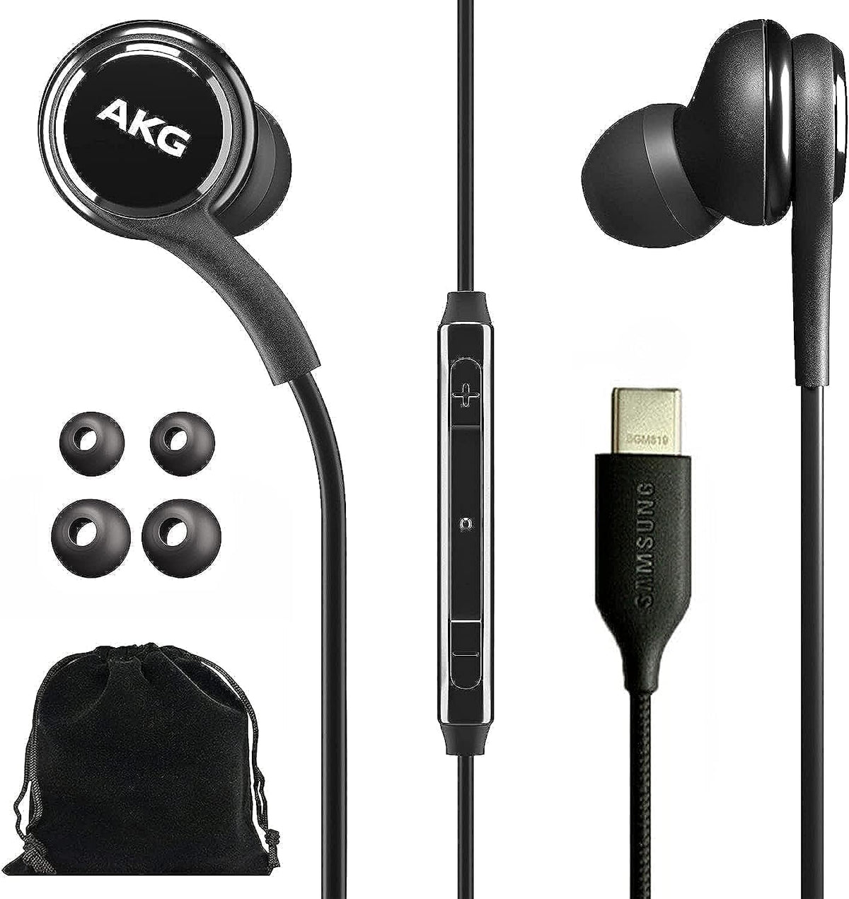 Samsung AKG USB-C earbuds with remote for effortless music control and calls.