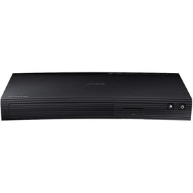Samsung Blu-ray Disc Player front view, sleek black finish and compact footprint.