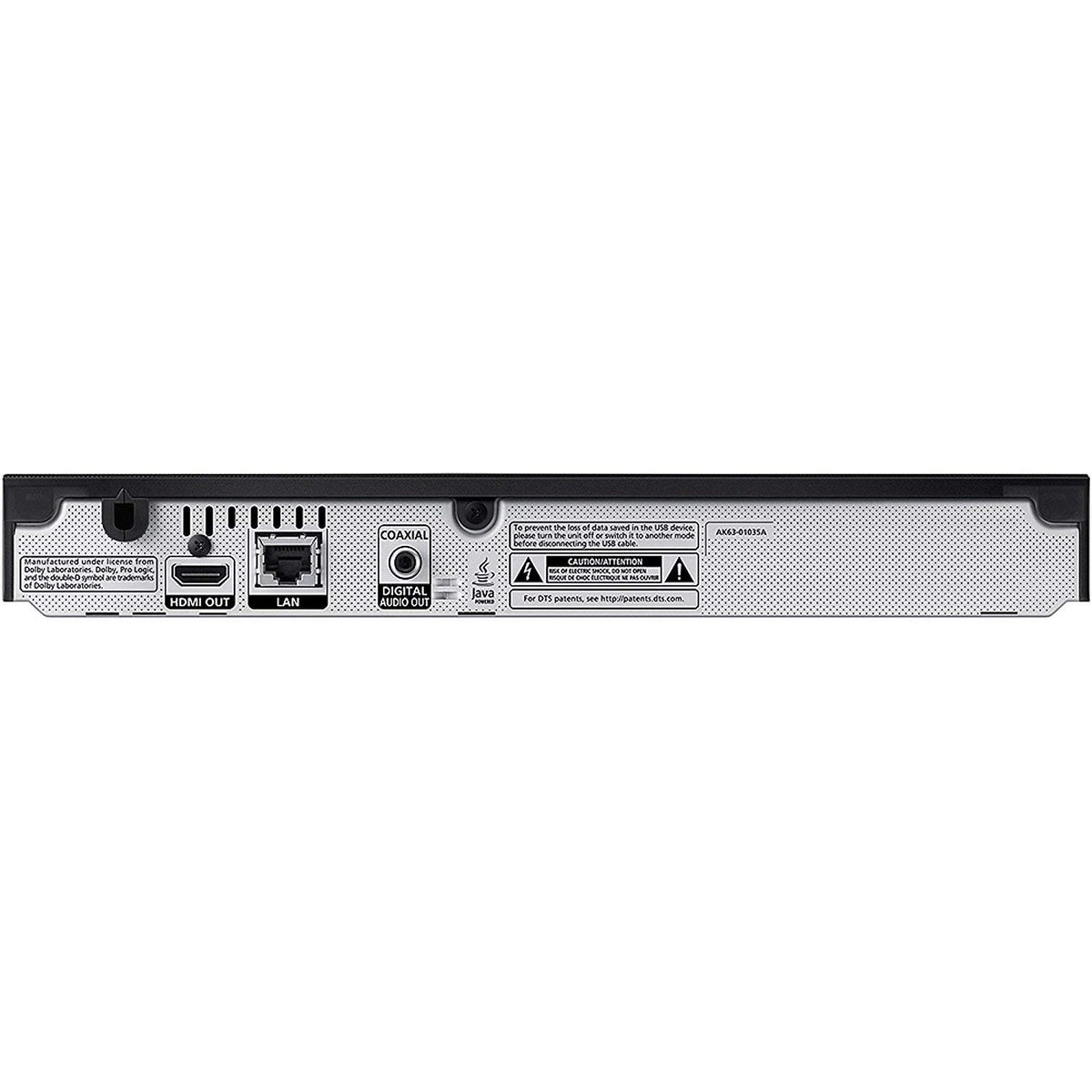 Samsung Blu-ray Disc Player streaming apps on screen for instant entertainment options.