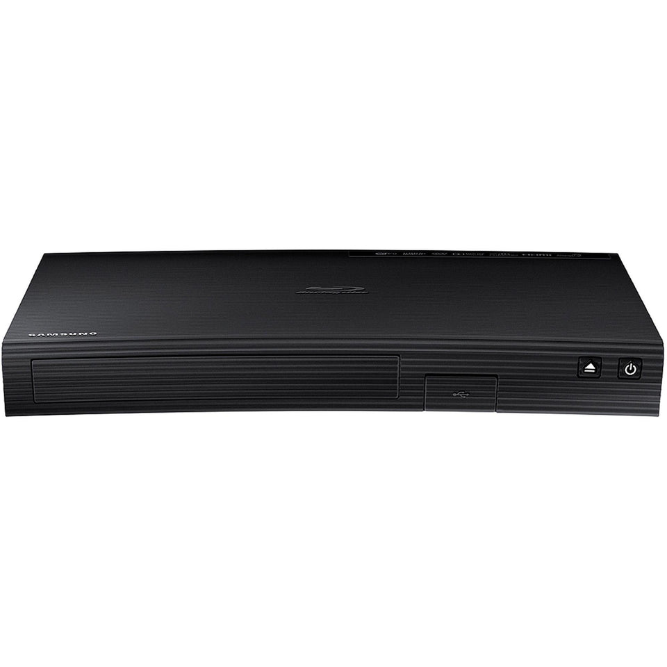 Samsung Blu-ray player front view with built-in Wi-Fi for wireless streaming