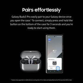 Samsung Buds3 Pro on wireless charging pad for convenient power