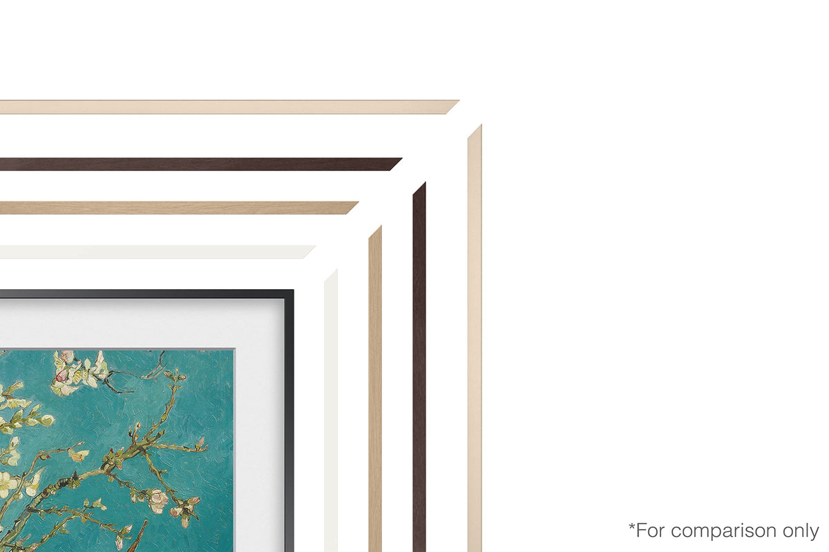 Samsung Frame bezel brown sleek profile complements any room.
