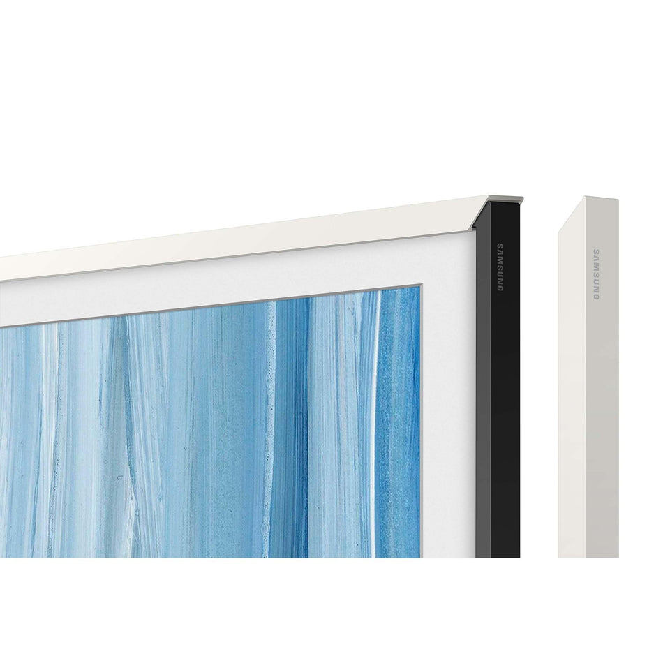 Samsung Frame bezel in Modern White with magnetic attachment for quick style changes.