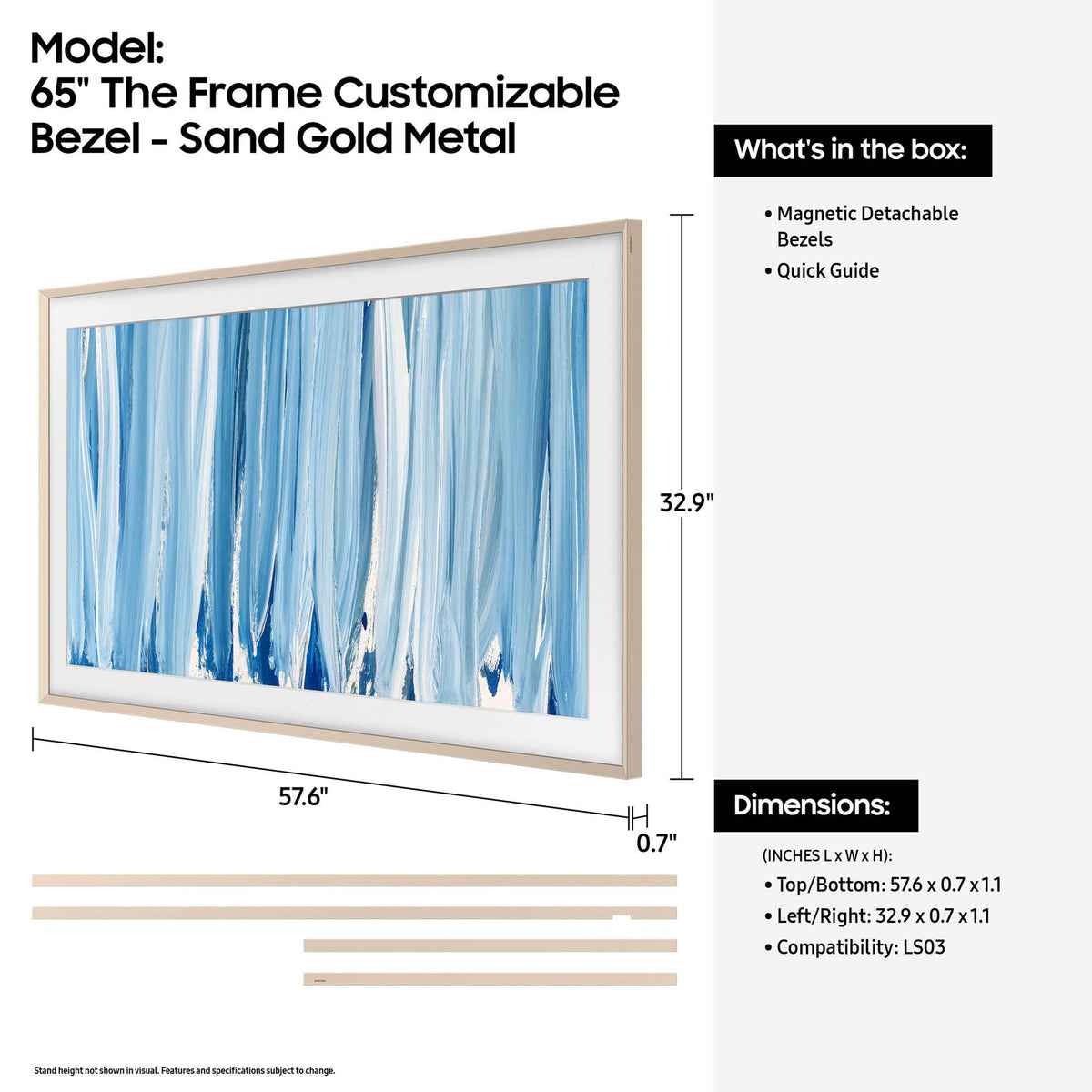 Samsung The Frame Modern White bezel enables quick decor changes for living spaces.