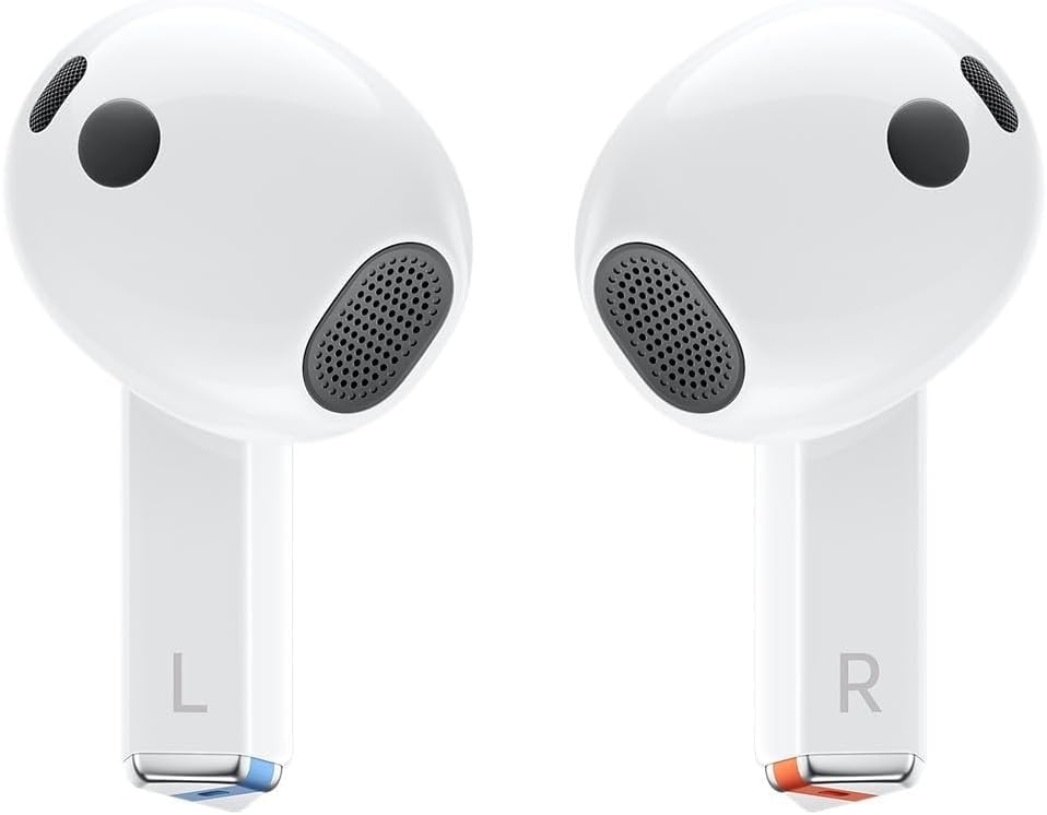 Samsung Galaxy Buds 3 close-up of earbud stem and mesh for precise fit and improved audio