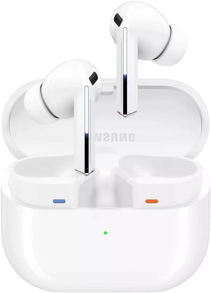 Samsung Galaxy Buds 3 Pro white earbuds resting in case for daily listening comfort