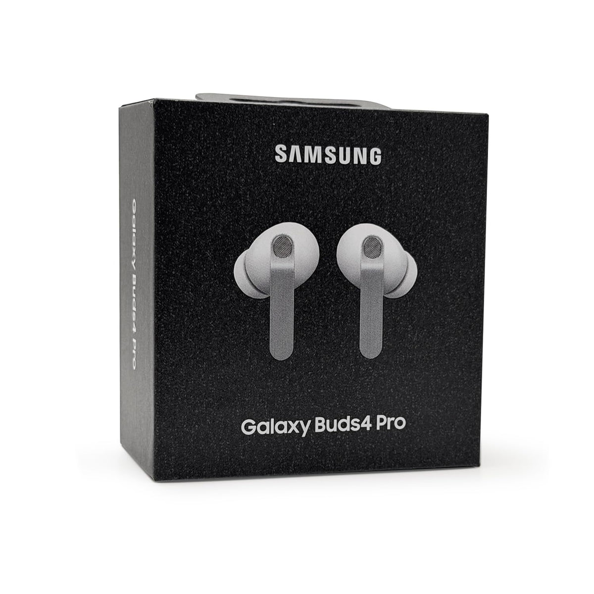 Samsung Galaxy Buds 4 Pro white earbuds with charging case for immersive wireless listening.