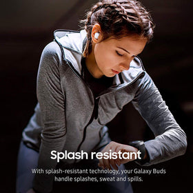 Samsung Galaxy Buds touch controls demonstration on earbud surface, Samsung easy playback control