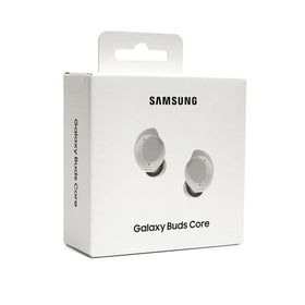 Samsung Galaxy Buds Core front packaging showing model and benefit of fast setup