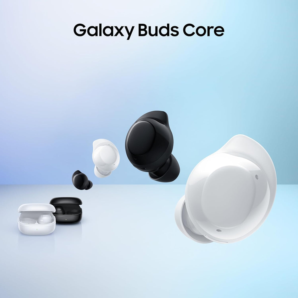 Samsung Galaxy Buds Core in commuting lifestyle scene showing ANC benefit